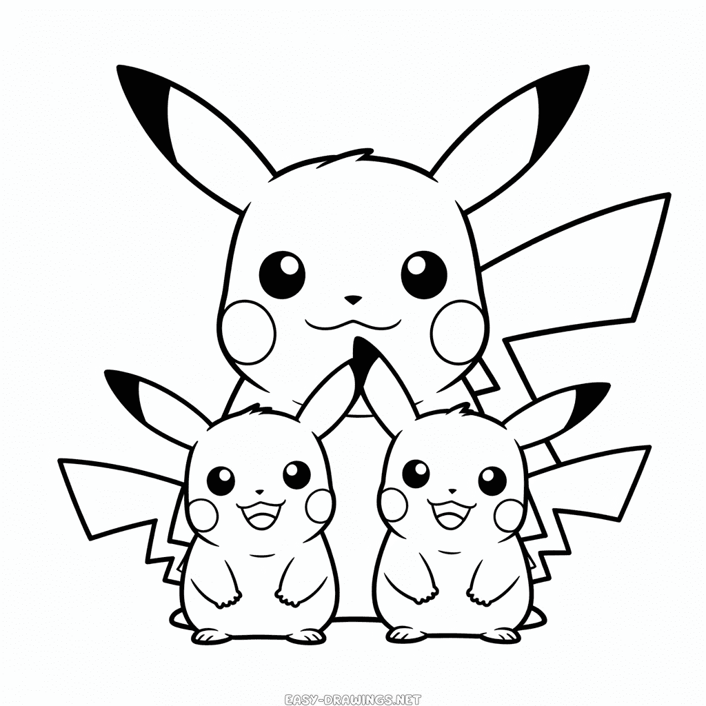 Pikachu Family Easy Drawing