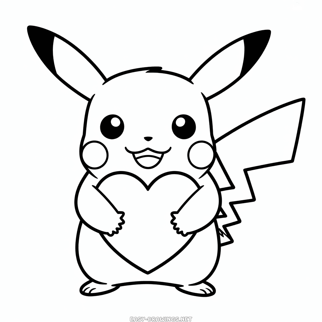 Pikachu Love Easy Drawing