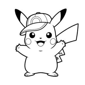 Pikachu with Ash's Hat Easy Drawing