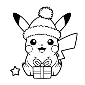 Pikachu with Christmas Hat Easy Drawing