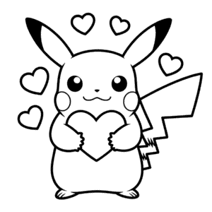 Pikachu with Heart Easy Drawing