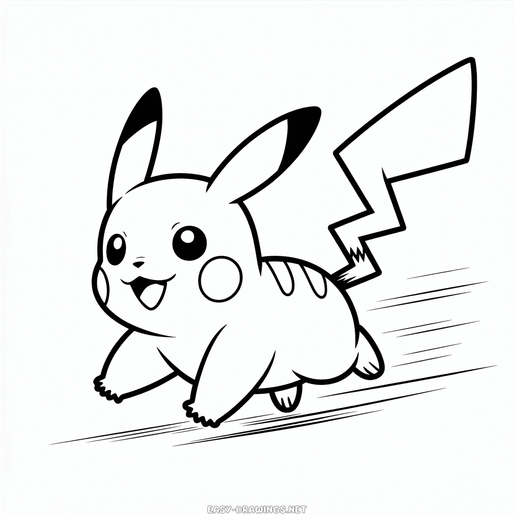 Running Pikachu Easy Drawing