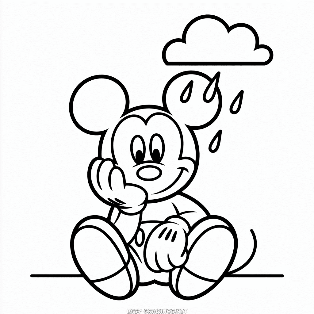 Sad Mickey Easy Drawing