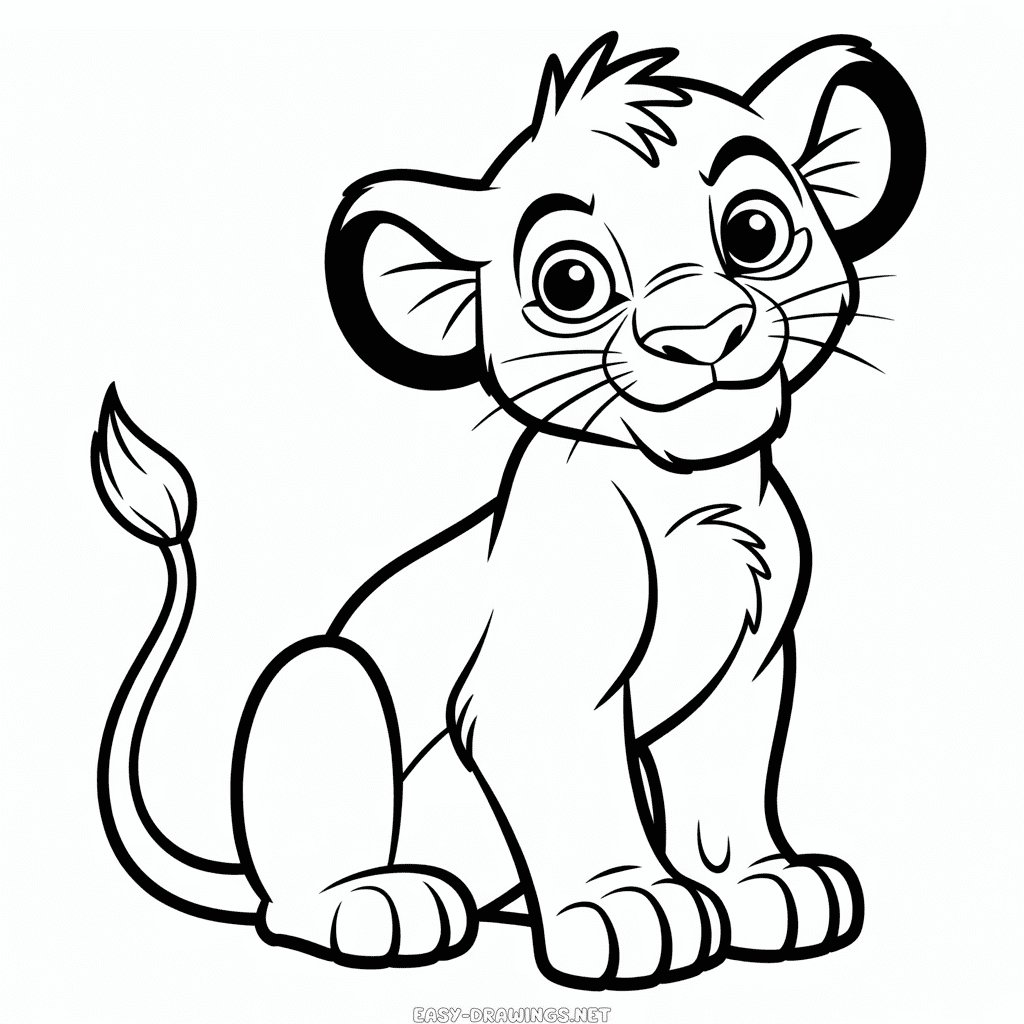 Simba from Lion King Easy Drawing