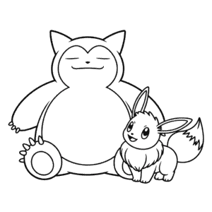 Snorlax and Eevee Easy Drawing