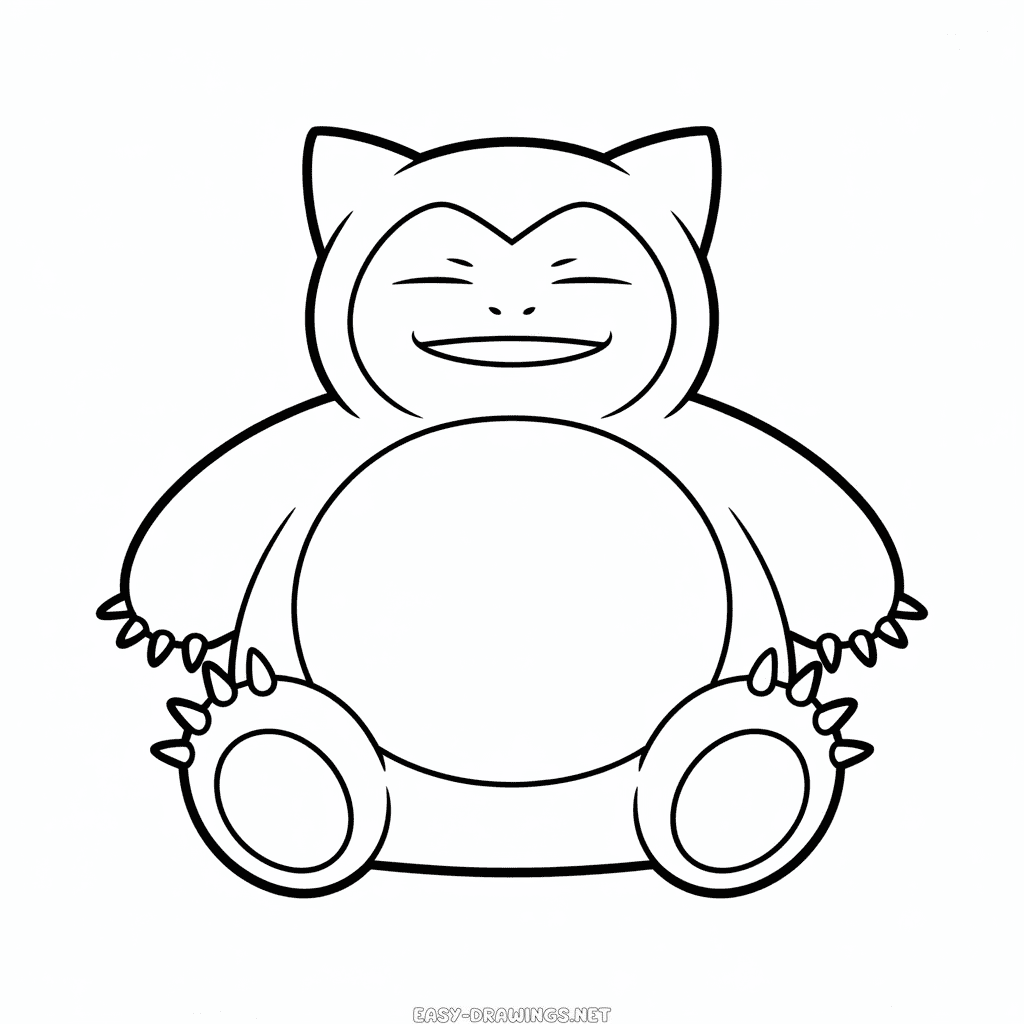 Snorlax Outline Easy Drawing