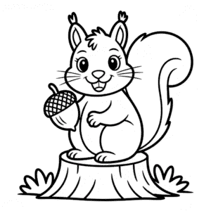 Squirrel in Fall Easy Drawing