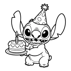 Stitch Happy Birthday Easy Drawing