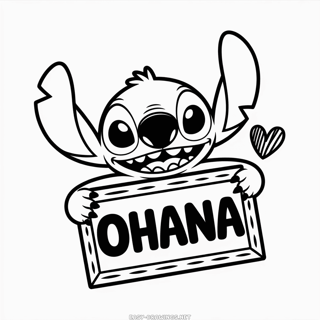 Stitch Ohana Easy Drawing