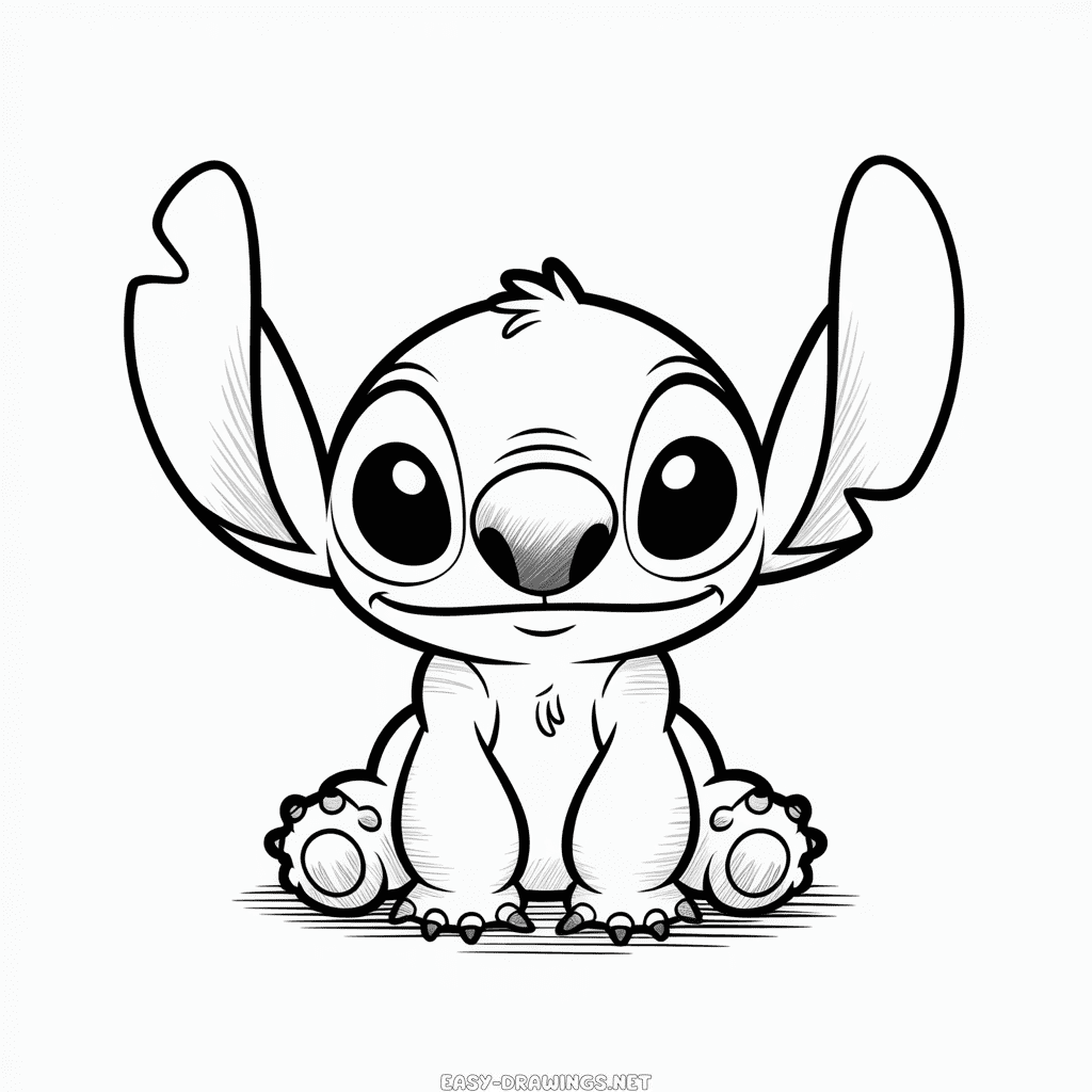 Stitch Pencil Style Easy Drawing