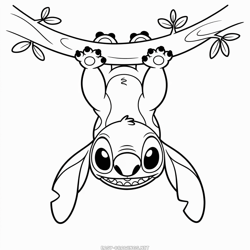 Stitch Upside Down Easy Drawing