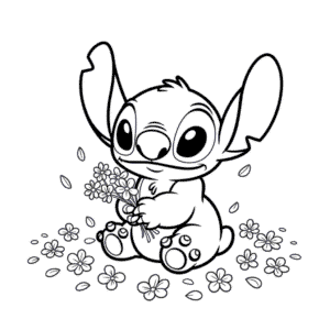 Stitch with flowers Easy Drawing