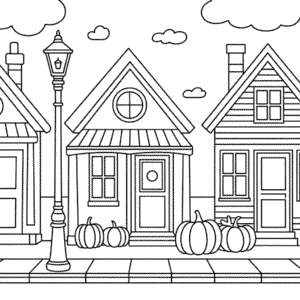 Street in Fall Easy Drawing