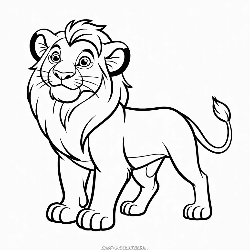The Lion King Outline Easy Drawing