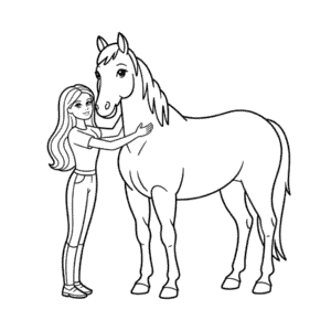 Barbie and Horse Easy Drawing