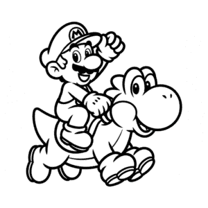 Mario on Yoshi Easy Drawing