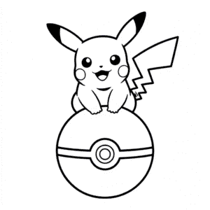 Pikachu Sitting on Pokeball Easy Drawing